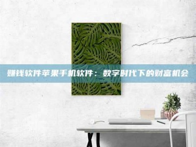 黑龙江赚钱软件苹果手机软件：数字时代下的财富机会